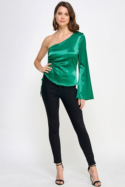 satin one sleeve top