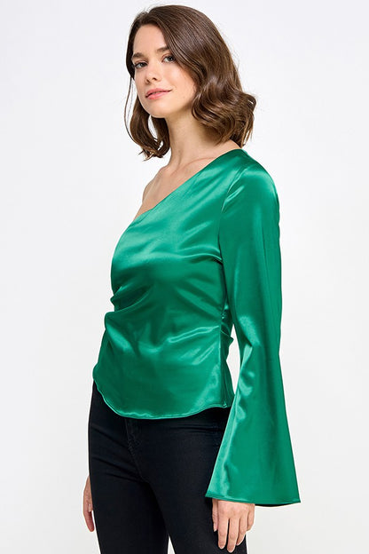 satin one sleeve top