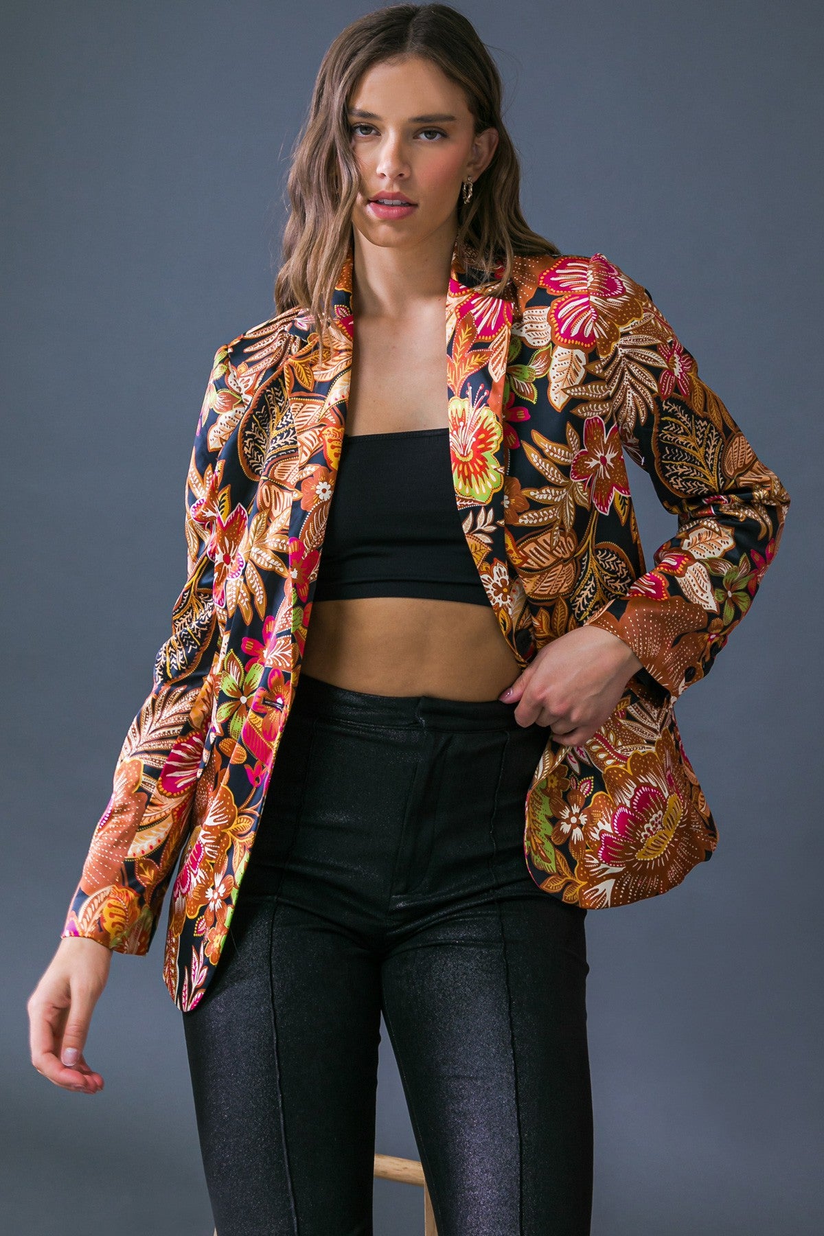 vintage print blazer