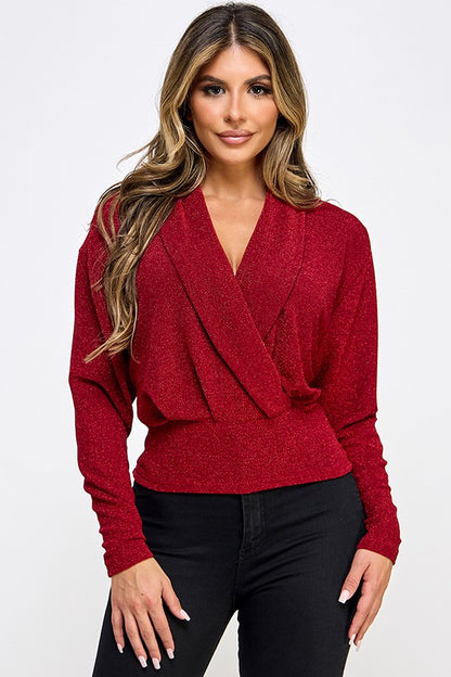 sparkle knit surplice top