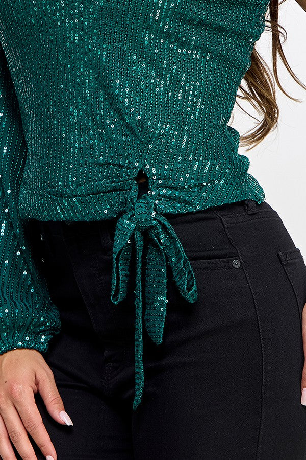 sequin one shoulder top