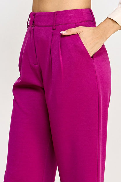 high waist pleated pants