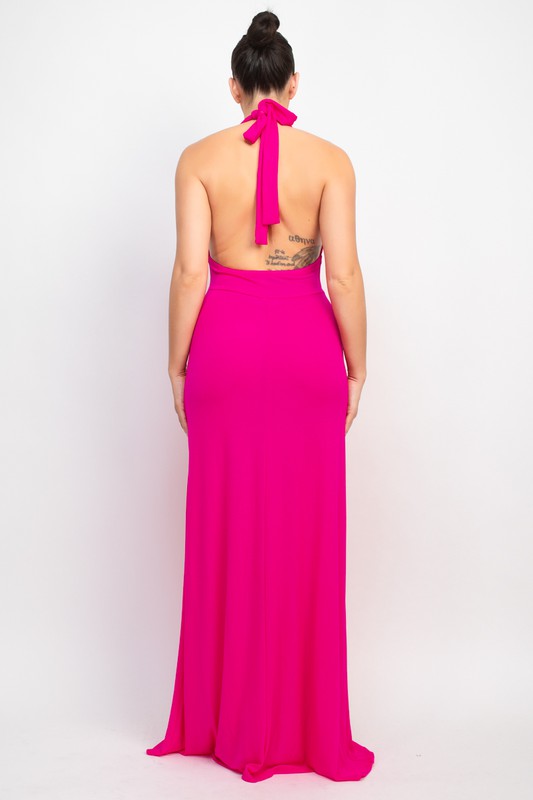 Slinky Halter Maxi Dress