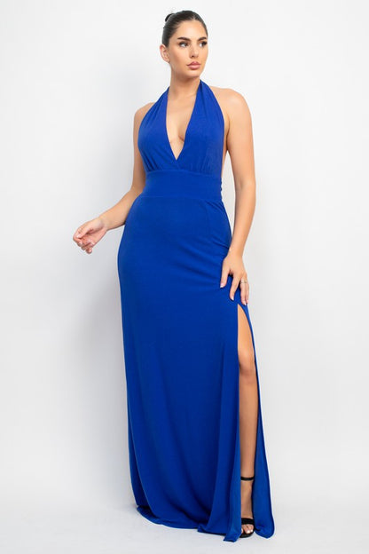 Slinky Halter Maxi Dress