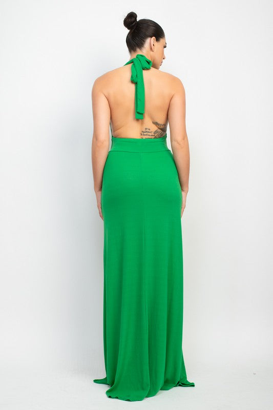 Slinky Halter Maxi Dress