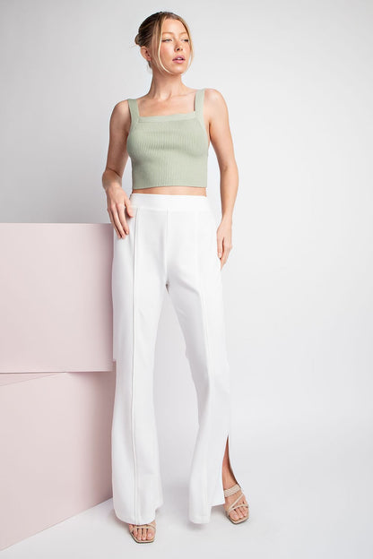 high waist side slit pants