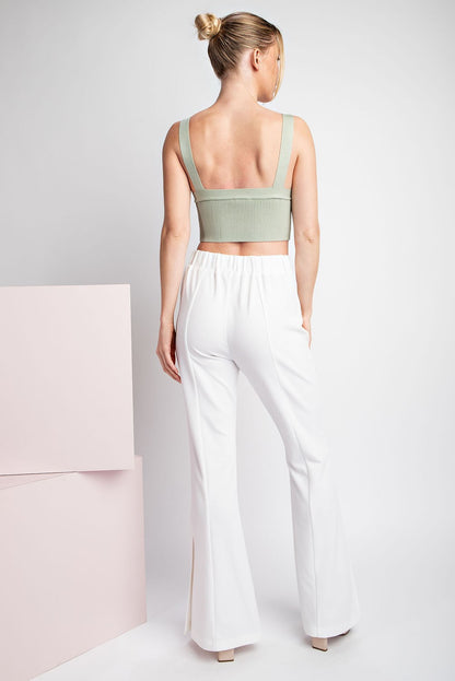 high waist side slit pants