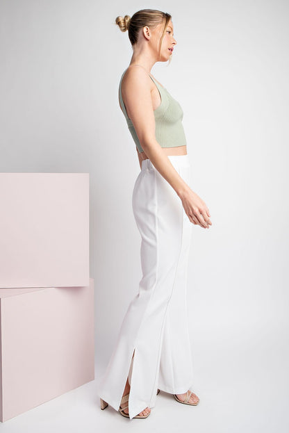 high waist side slit pants