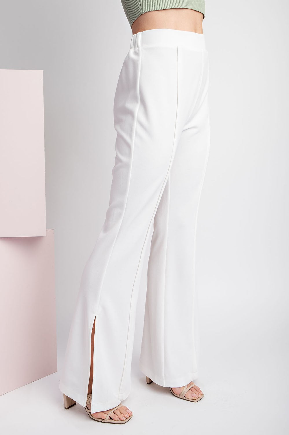 high waist side slit pants