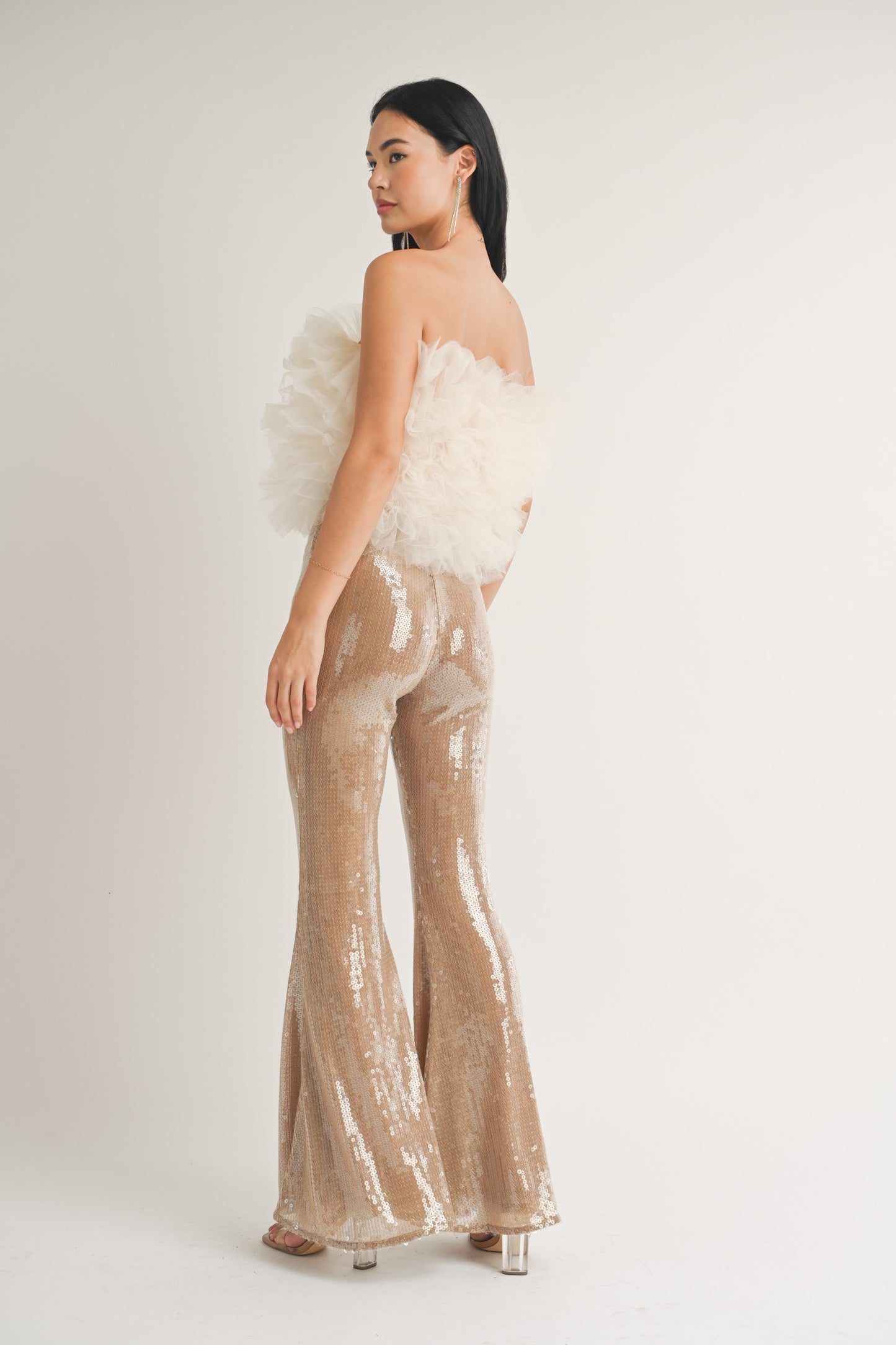 sequin flare leg pants