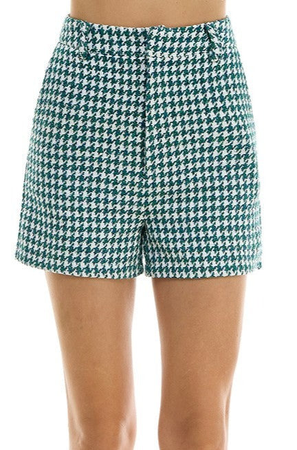 high waist tweed shorts