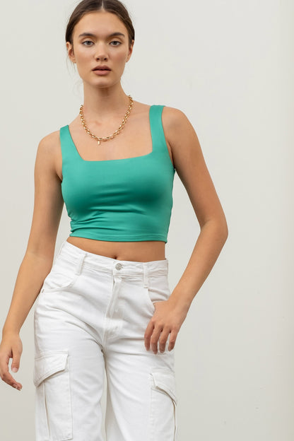 double layer square neck crop tank