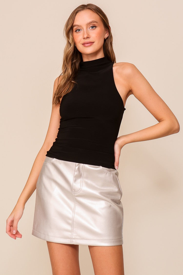 high neck sleeveless top