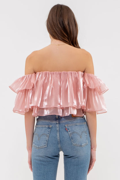 off the shoulder layered ruffle top