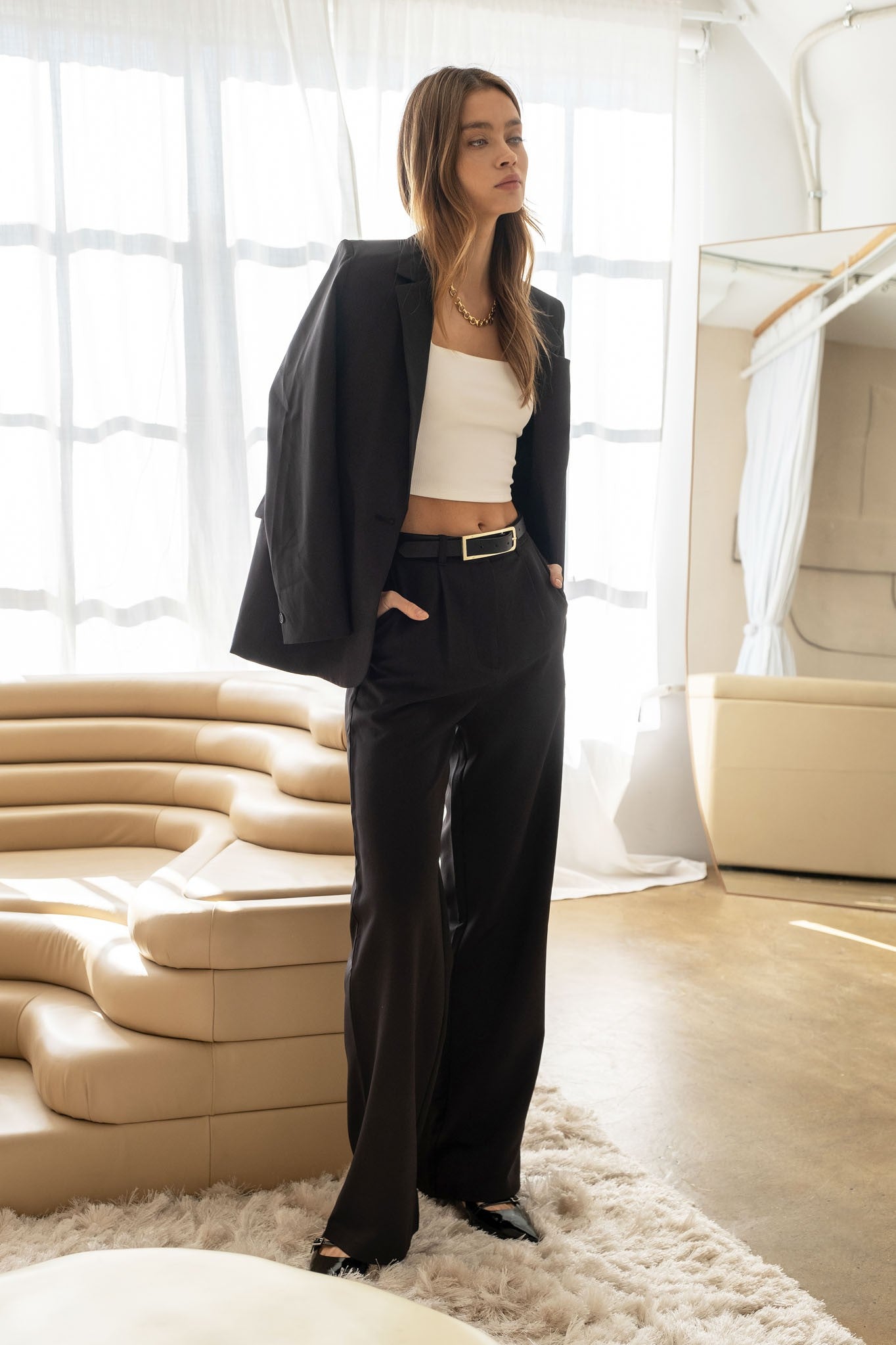 high waist wide leg pants