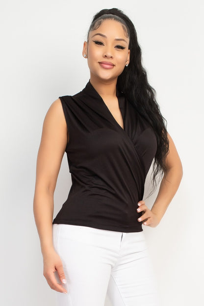 Surplice Wrap Sleeveless Top