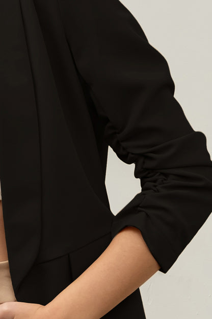 ruched 3/4 sleeve blazer