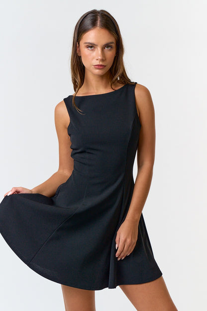 boat neck sleeveless fit & flare dress