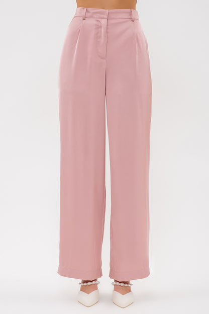 satin high waist wide leg pants