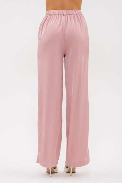 satin high waist wide leg pants