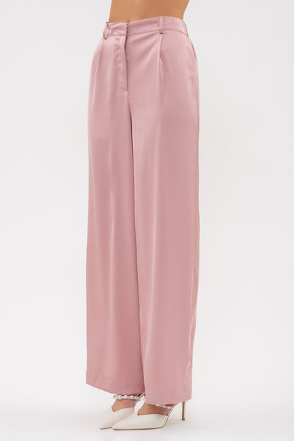 satin high waist wide leg pants