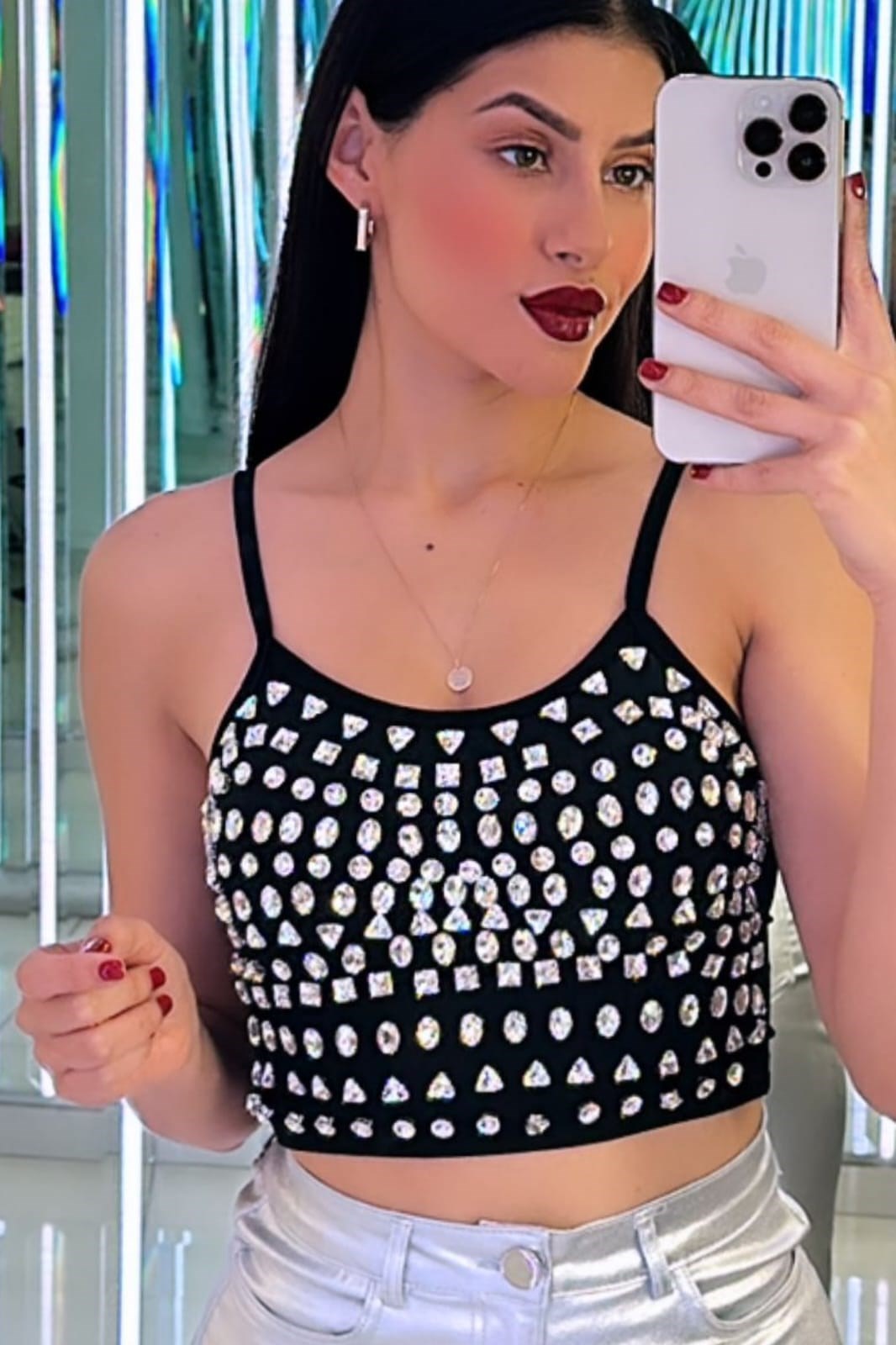 Jeweled crop tank