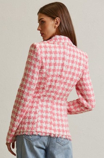 houndstooth tweed blazer