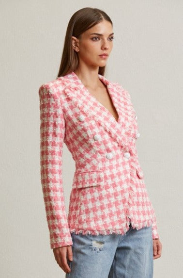 houndstooth tweed blazer