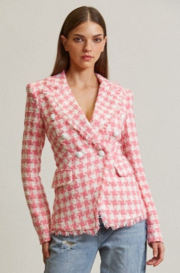 houndstooth tweed blazer