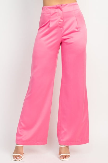 Satin High-Rise Wide Pants