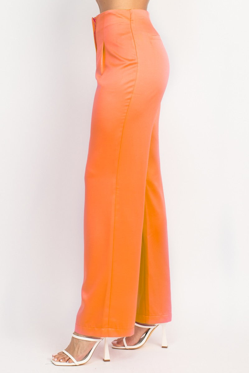 Satin High-Rise Wide Pants