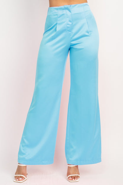 Satin High-Rise Wide Pants