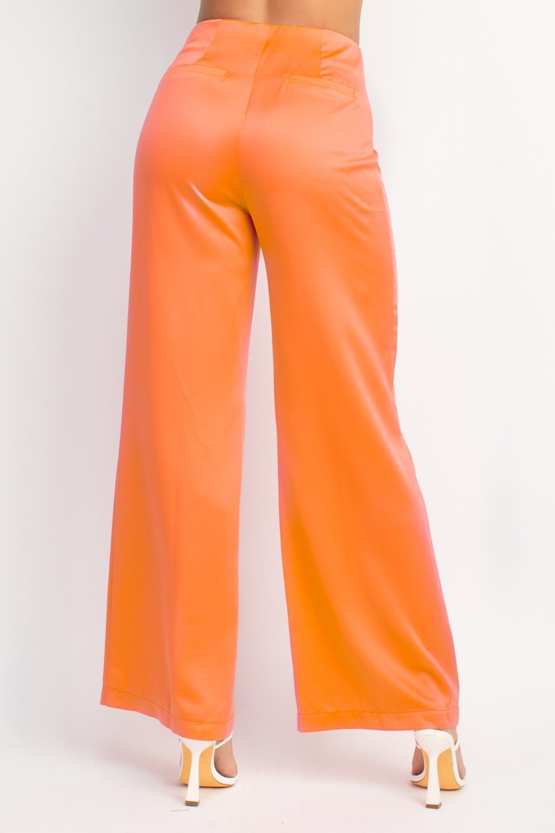 Satin High-Rise Wide Pants