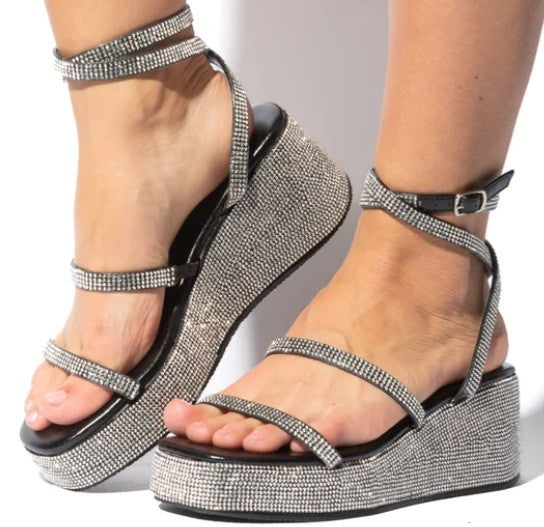 rhinestone platform sandal