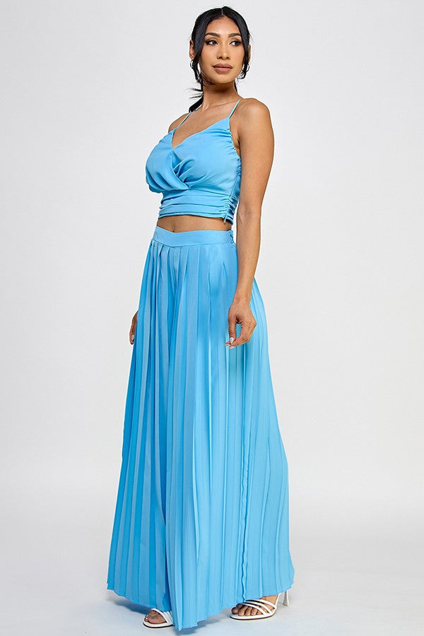 2pc set- Sleeveless Top & Pleated Pants