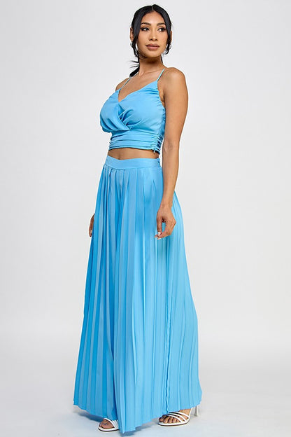 2pc set- Sleeveless Top & Pleated Pants