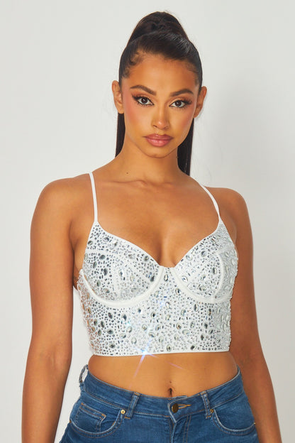 rhinestone bustier crop top