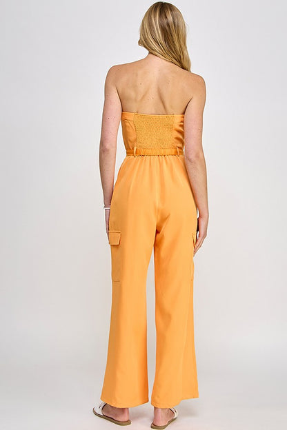 Sleeveless Cargo Jumpsuit with Belt