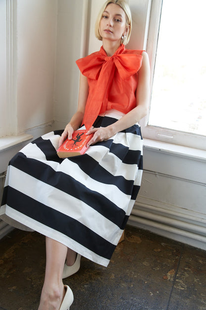 a-line stripe midi skirt