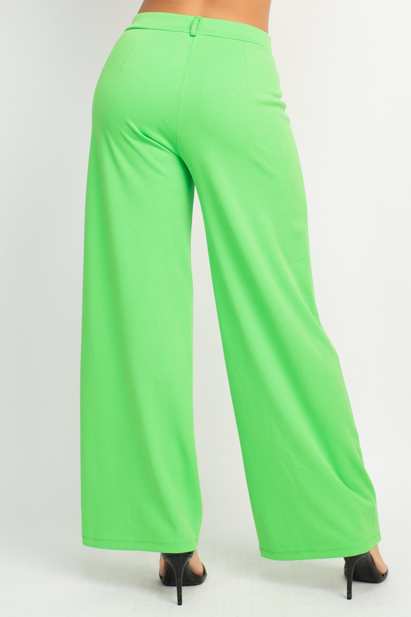 Mid-Rise Solid Straight Pants