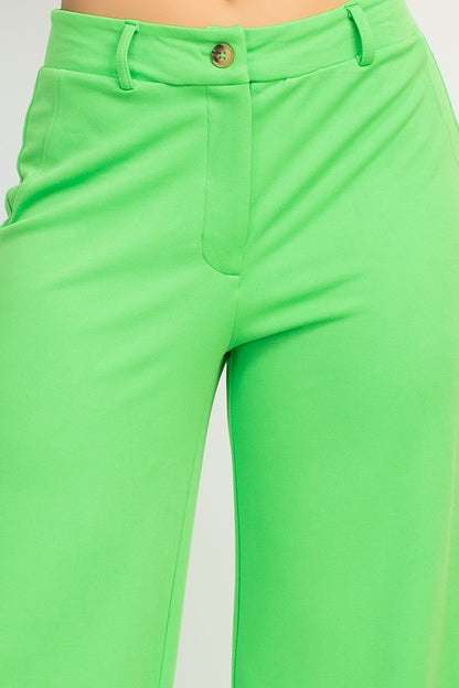 Mid-Rise Solid Straight Pants