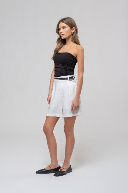 ruched strapless top