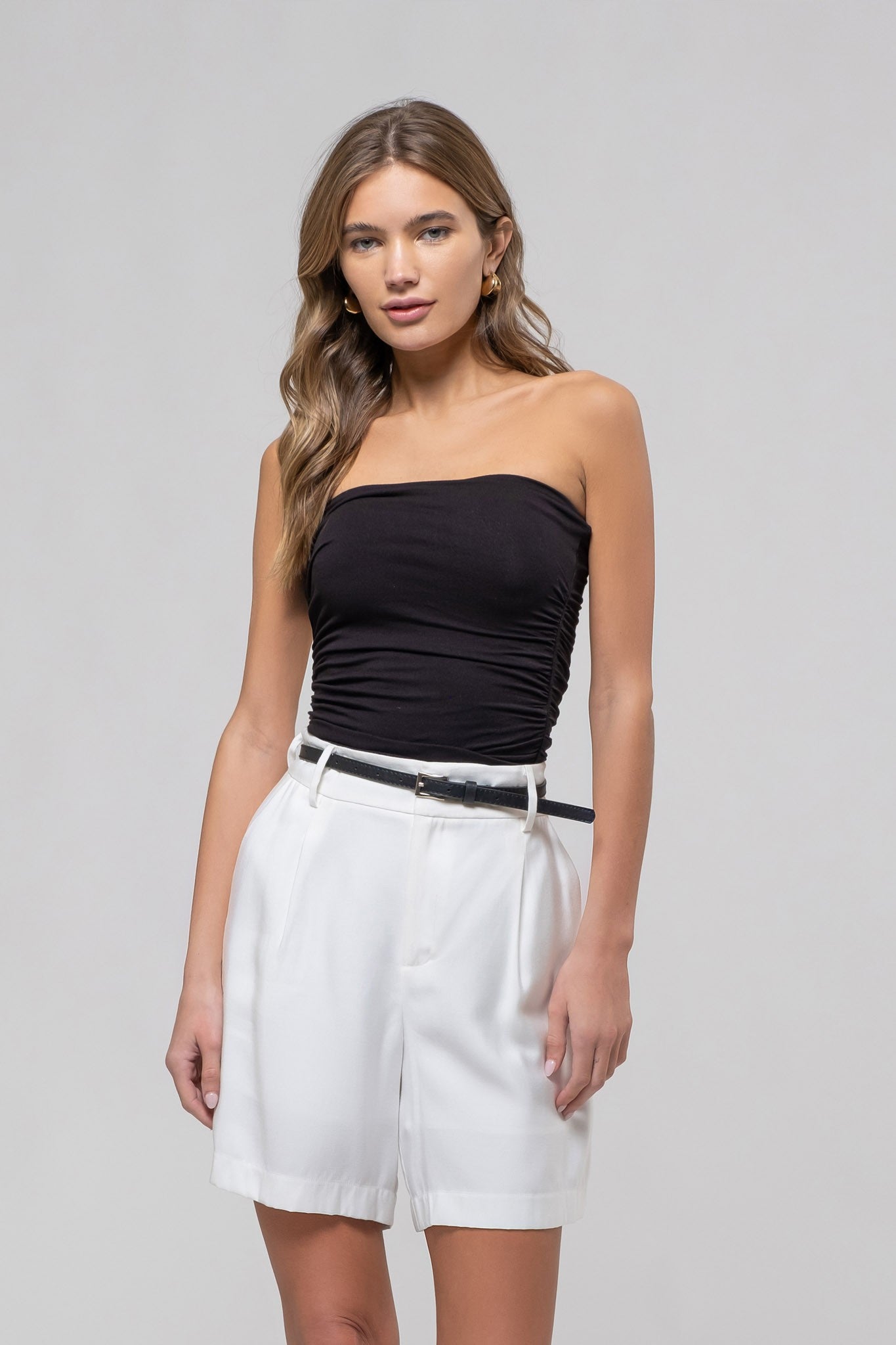 ruched strapless top