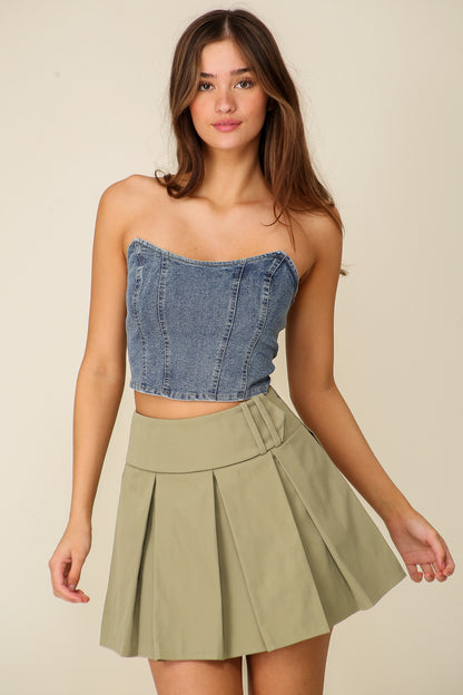 Denim stretchy corset top