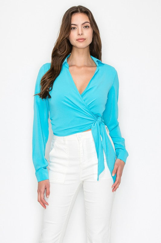 Side Tie Surplice Wrap Top