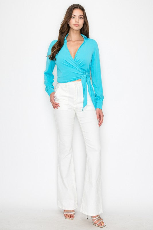 Side Tie Surplice Wrap Top