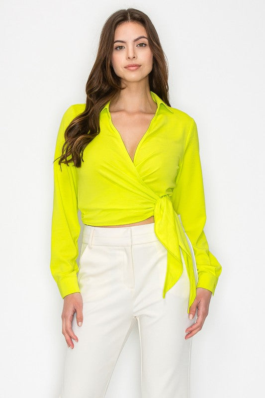 Side Tie Surplice Wrap Top