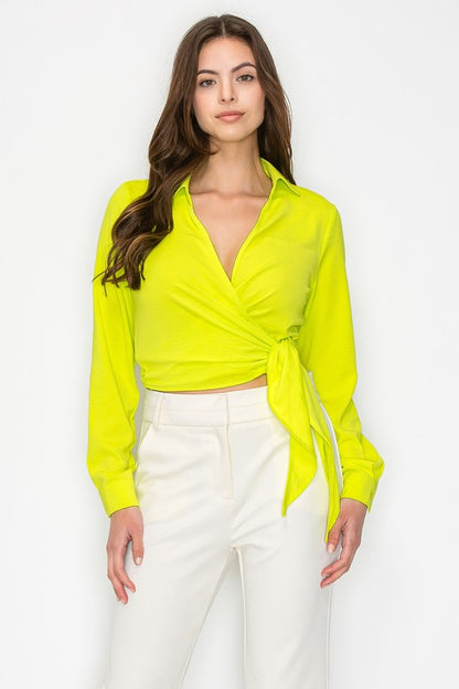 Side Tie Surplice Wrap Top