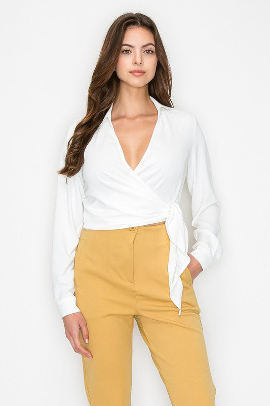 Side Tie Surplice Wrap Top