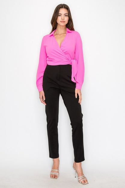 Side Tie Surplice Wrap Top